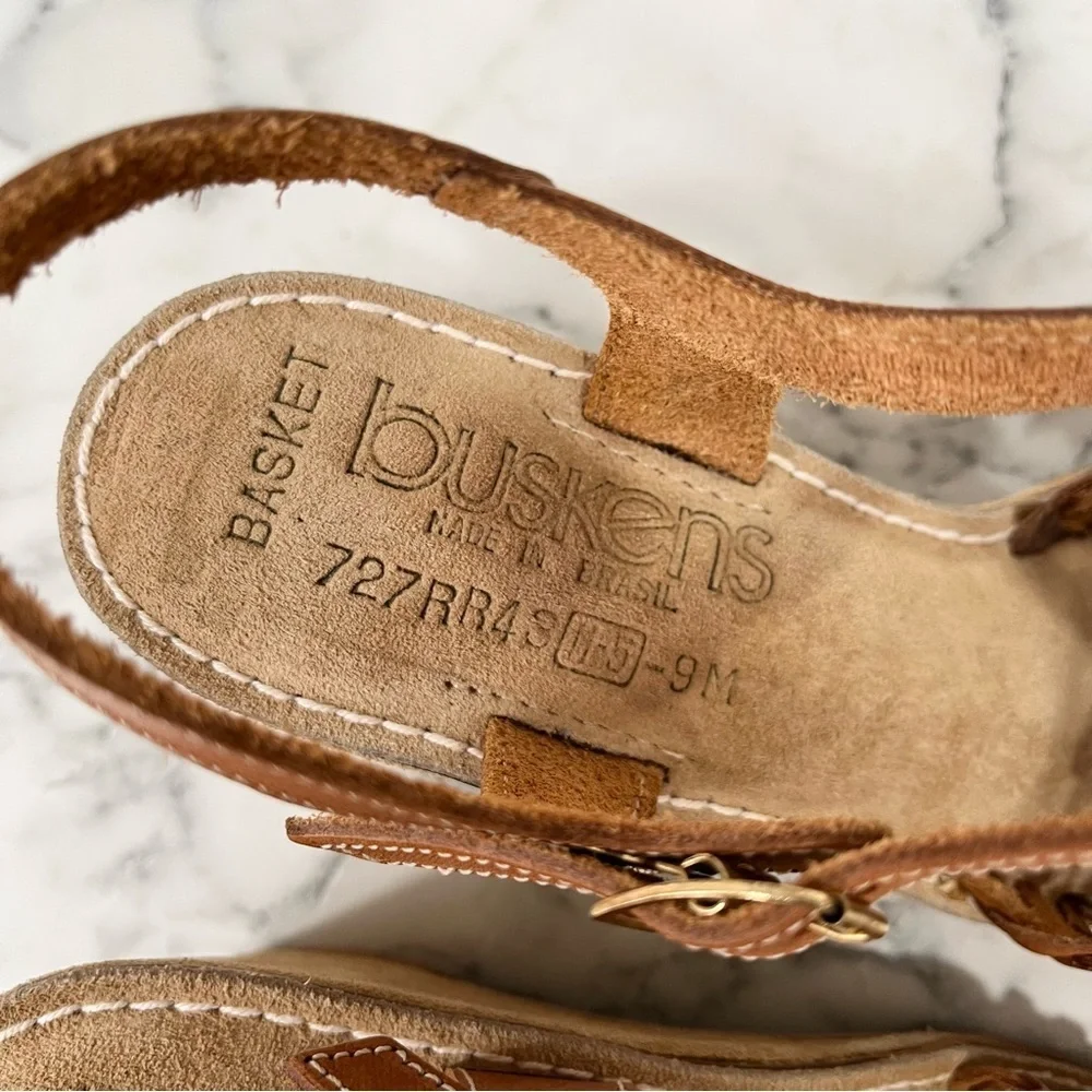 Baskets Buskins made in Brazil brown woven leather suede wedge sandals